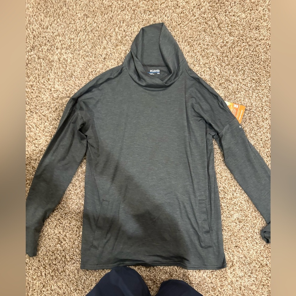 Columbia Gray Turtleneck Sweater Solid Knit Pullover
